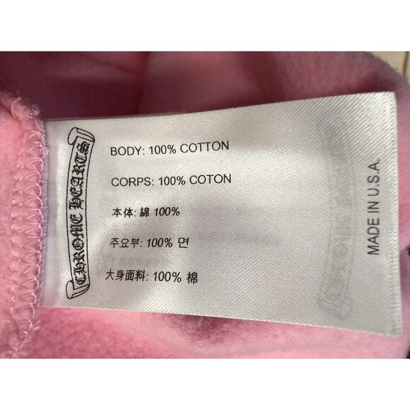 Chrome Heart U.S.A. Pink Hoodie With Kangaroo Pocket & Drawstring Hood - Picture 12 of 16